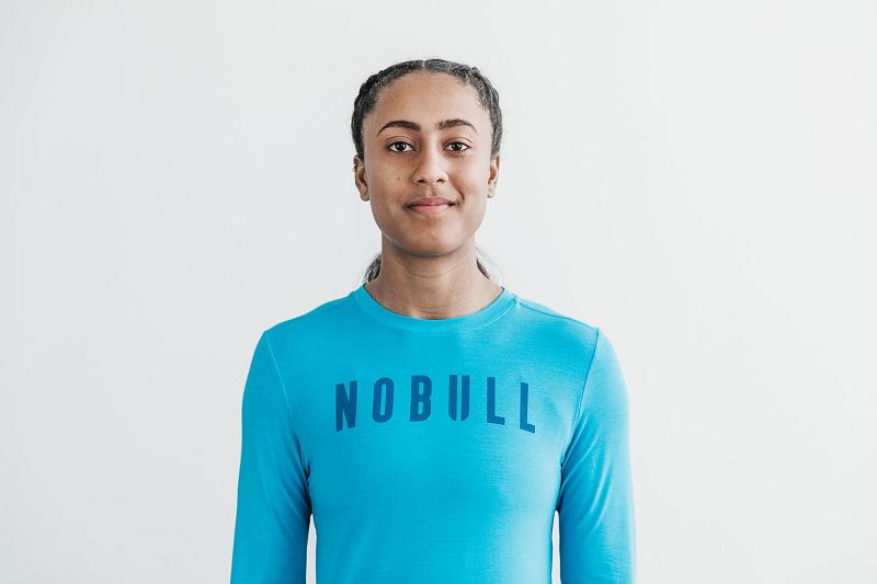 Turquoise Nobull WoTee (NEON) Women's Long Sleeve | CA E2205B